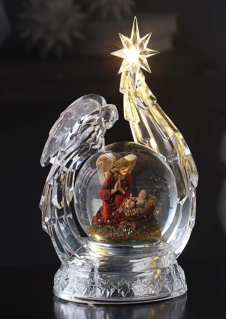 Angel Curled Nativity Waterglobe