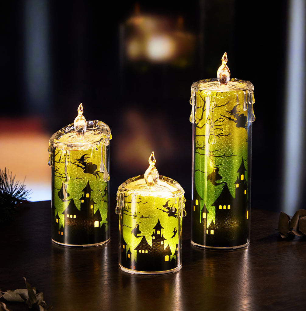 Green Halloween Candle Set