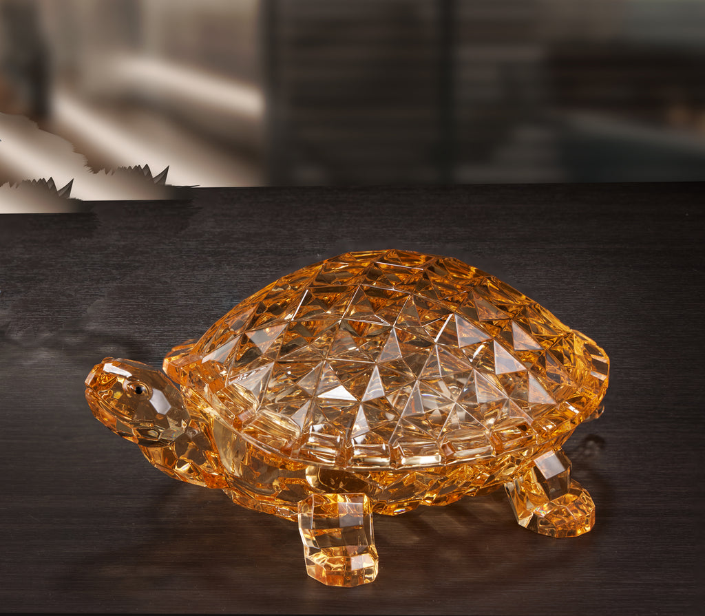 Large Golden Turtle Dish with Lid