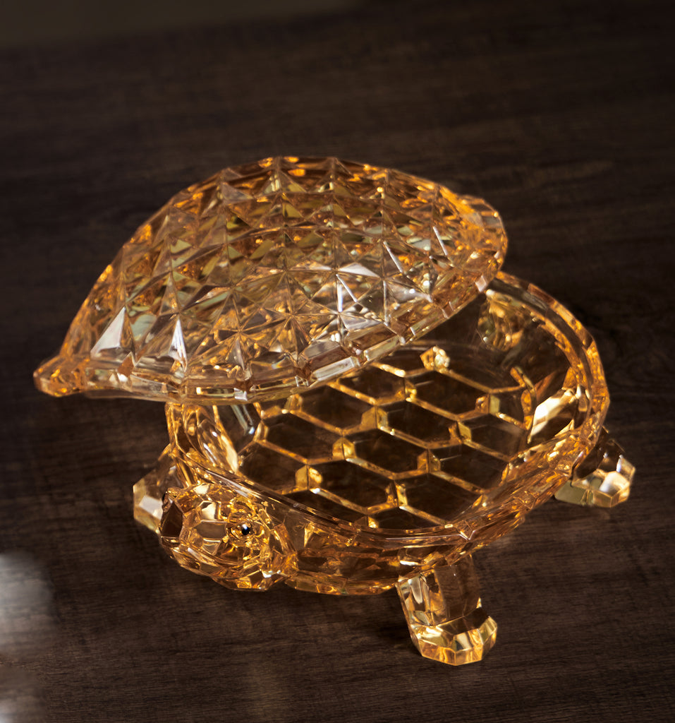 Large Golden Turtle Dish with Lid