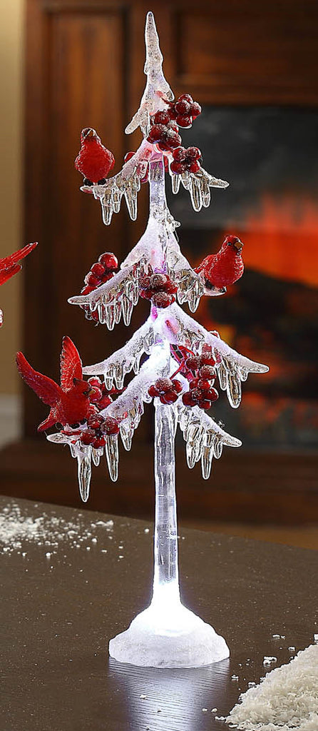Icicle Tree w/ Cardinals 13"