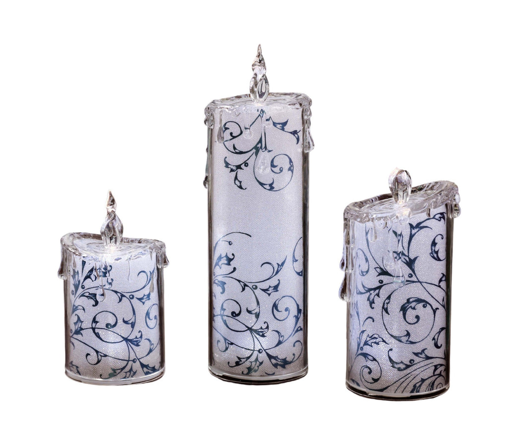 Blue Swirly Leaves Candle Set - Icycraft