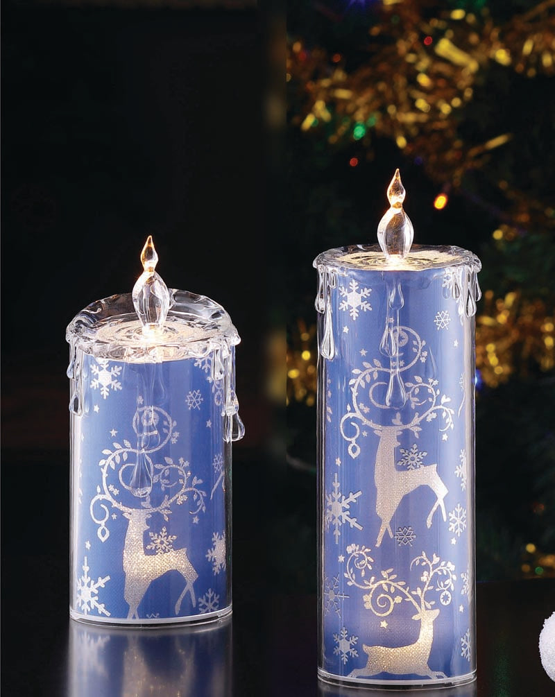 Blue Snowflake Candle set