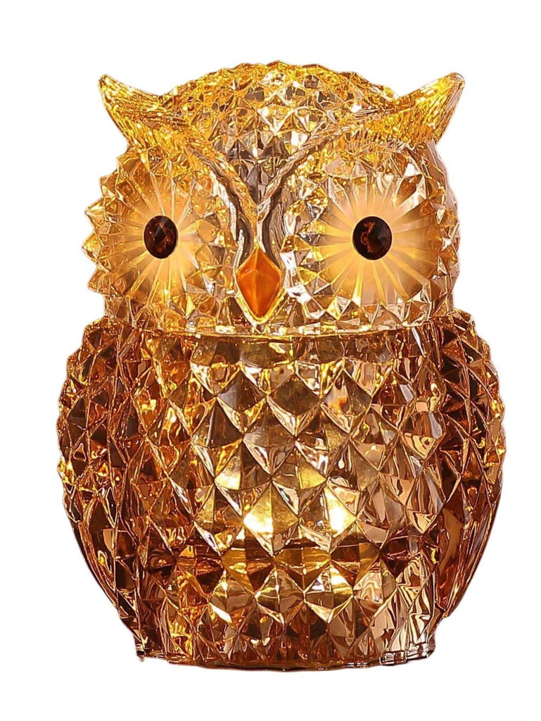 Diamond Cut Amber Owl Jar - Icy Craft