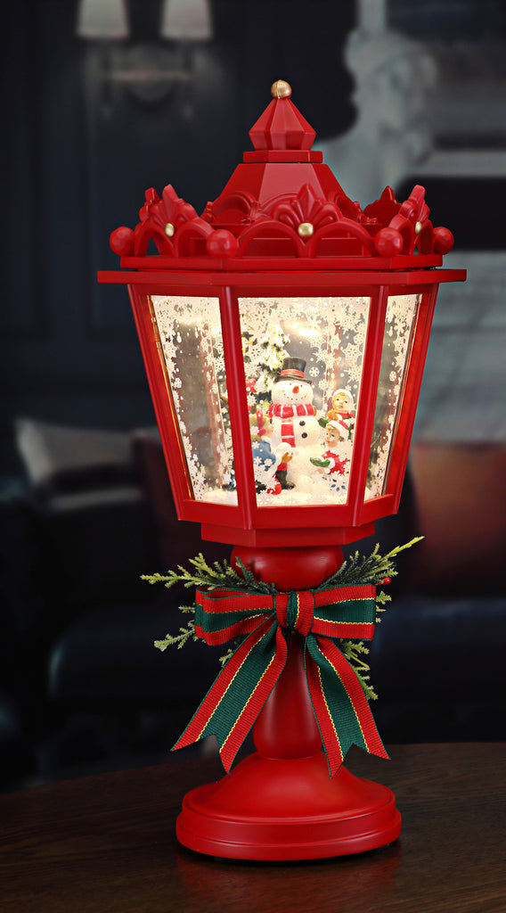Red Street Lamp w/Snowman