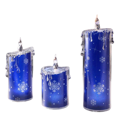 Blue Snowflake Candle Set