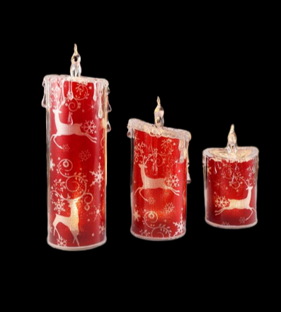 Red Deer & Snowflake Candle Set