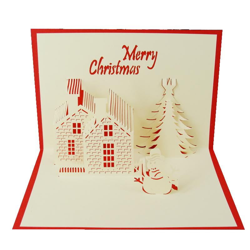Merry Christmas Brick House Stand-Up Card - Icy Craft