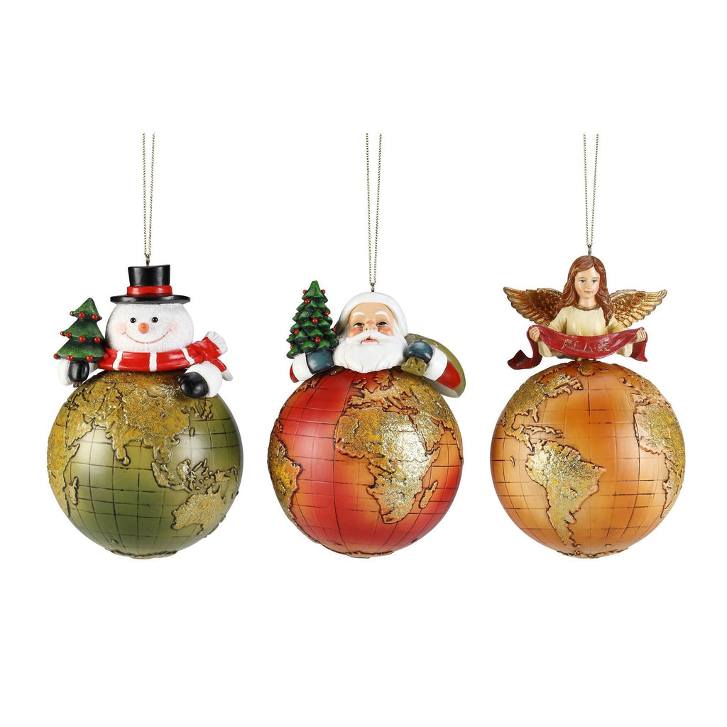 Snowman, Santa & Angel Globe Orn. - Icy Craft