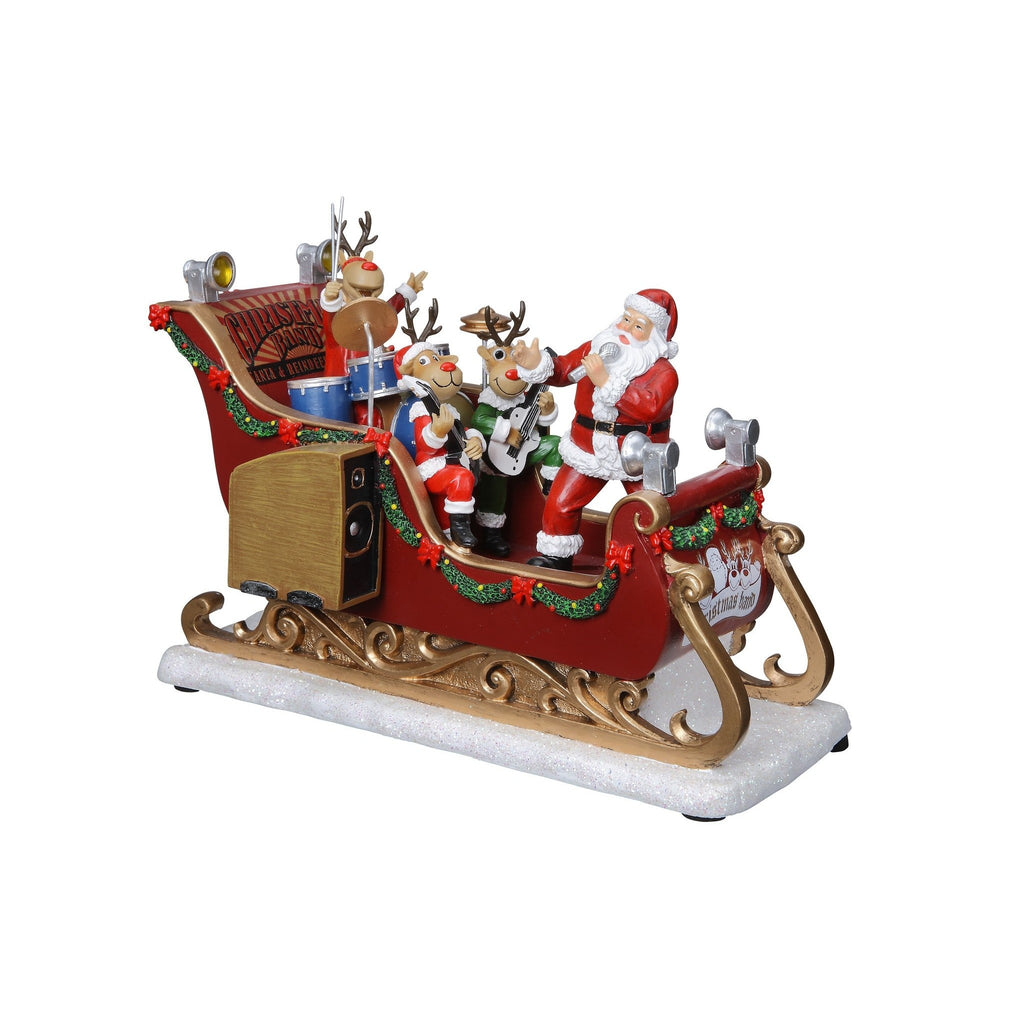 Santa & Reindeer Musical Band Sleigh - Icy Craft