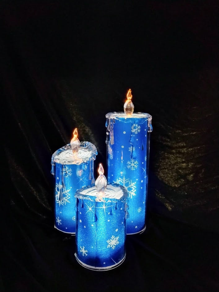 Blue Snowflake Candle Set